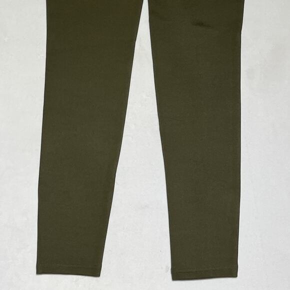 Zara Stretch Knit Skinny Pants Womens Medium Olive Green Gold Buttons Pull On - Picture 7 of 15
